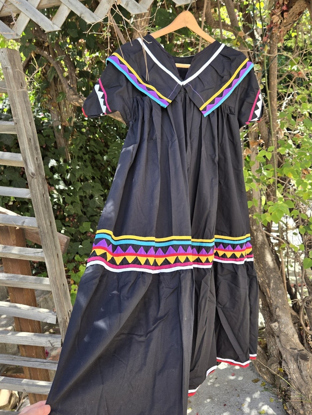 Vintage Puff Sleeve Folkloric Tent Dress S M L